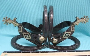 IMPRESIONANTES ESPOLONES MONTADOS EN PLATA con ZAPATOS DE CABALLO SUJETALIBROS Occidentales Vaquero - Imagen 1 de 3