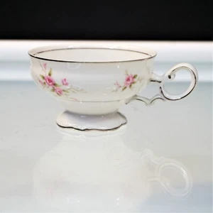 Mikasa VERSAILLES 9344 Footed Cup Fine China Pink Roses Silver Trim Flaw - Picture 1 of 7