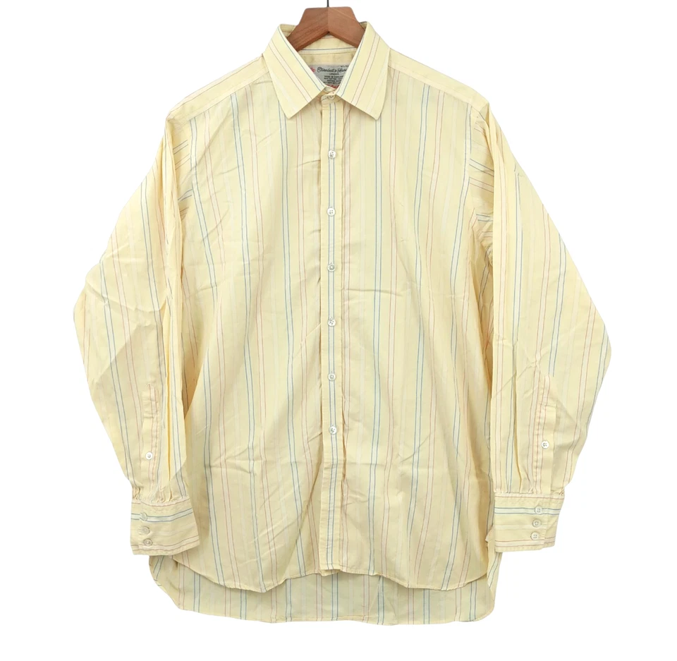 Camisa de algodón Turnbull & Asser Sea Island para hombre 16,5 42 algodón a rayas amarillas DEFECTOS Foto 1 de 4