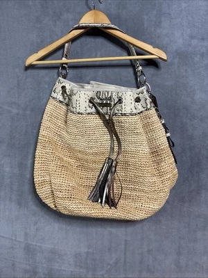 Coach Oversized Straw Python Tote bag Rare And Gorgeous Boho Beach Animal Print - Image 1 of 4