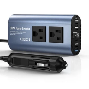 300W Car Power Inverter, DC 12V to 110V AC Car Plug Adapter Outlet with USB-F... - Picture 1 of 9