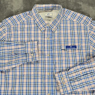 Southern Tide Vented Button Shirt Men XL Blue Plaid Classic Fit Fishing Outdoor - Image 1 of 4