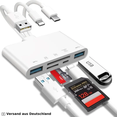 5-in-1 USB 3.0 OTG Kartenleser Adapter für iPhone/iPad & Android | SD/TF USB Hub - Bild 1 von 4