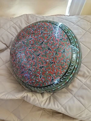 Cuenco grande vintage de laca pintado a mano Cachemira India Foto 1 de 4