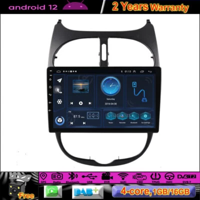 9"Android 12 Autoradio DAB GPS SAT Navi Carplay for Peugeot 206 206CC Citroen C2 - Bild 1 von 4