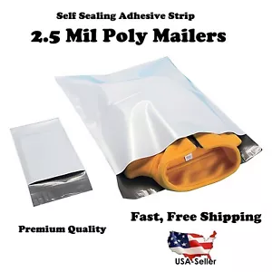 Buste di plastica bianche Poly Mailers buste di spedizione 2,5 mil bianche premium mailer - Foto 1 di 2