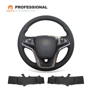 HÁGALO USTED MISMO Negro Coche Cuero Auténtico Cubierta del volante para Chevrolet Malibu 2011-2014 - Imagen 1 de 9