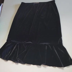 Falda de terciopelo vintage Medium Notations Petite PM negra con volantes elásticos - Imagen 1 de 7