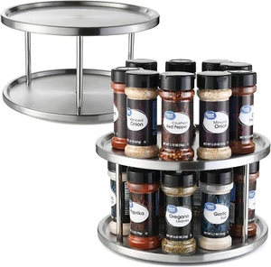 2 Tier Lazy Susan - 2 Pack Stainless Steel 360 Degree Turntable – Rotating Table - Picture 1 of 12