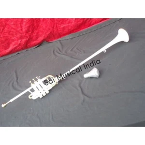 Flag Trumpet BB_PITCH Shinning Brass With case super color white BRS HERALD - Picture 1 of 4