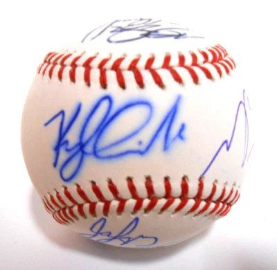 Kyle Crick Shawn Estes Javier Lopez Signed Auto Autographed Baseball SF Giants - Image 1 of 4