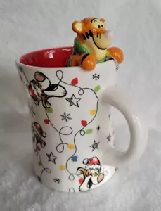 Disney Winnie The Pooh TIGGER COFFEE MUG 3D On Cup Edge Red Interior Christmas - Bild 1 von 6