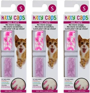 KITTY CAPS TAPAS DE UÑAS NO TÓXICAS ROSA BLANCO 40 UNIDADES PAQUETE DE 3 PEQUEÑAS (6-8 LIBRAS) NUEVO - Imagen 1 de 5