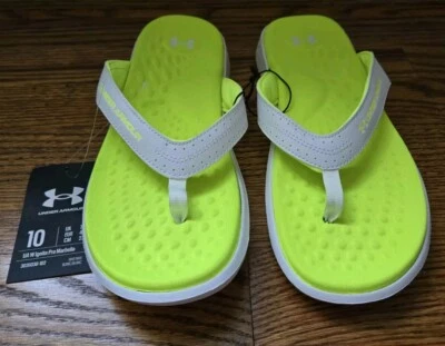 Chanclas Under Armour Ignite Pro Marbella para mujer 10 blancas/amarillas de alta visibilidad Foto 1 de 4