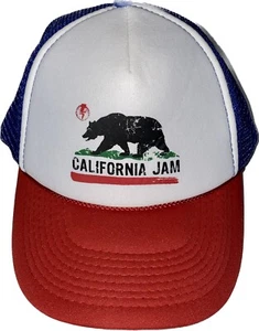 California Jam Trucker Hat Red White Blue Foam Mesh Otto Bear State Cap - Picture 1 of 7