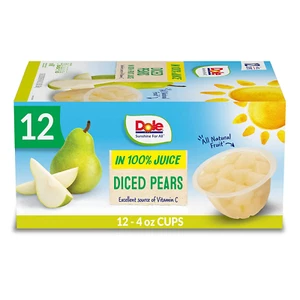Fruit Bowls Diced Pears in 100% Fruit Juice Snacks, 4Oz 12 Total Cups, Gluten & - Picture 1 of 5
