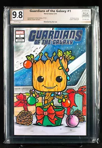 CHRISTMAS GROOT PGX 9.8 NM/MT Original Sketch Cover by ZEO LEE!!! - Picture 1 of 4
