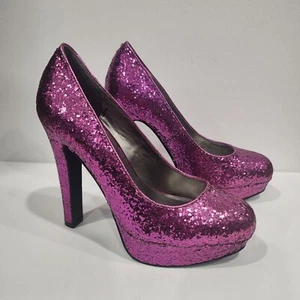 G by Guess Pink Glitter Barbiecore Heels Stilettos Platform Size 6 Sparkly Shine - Bild 1 von 12