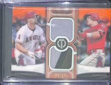 2020 Topps Tribute Orange Dual Relic #DR-TP Mike Trout Albert Pujols No 5 of 25