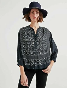 LUCKY BRAND Women's Moon Mix Border Print Peasant Top Size S NWT $69.50 - Picture 1 of 5