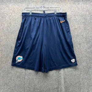 Miami Dolphins Shorts Men Large Blue Navy Athletic Training Dri Fit Vintage Nike - Picture 1 of 10
