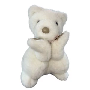 Unipak White Bear Pink Heart Bow Head In Hands Vinyl Paws Feet 1989 Korea 12” - Picture 1 of 8