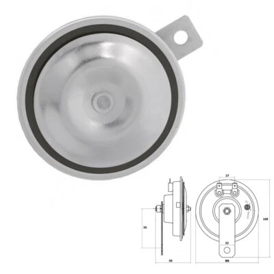 KMR Universal Hupe 12V Motorrad Auto Signalhorn Fanfare 105dB laut Ø 90mm Traktor