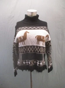 ZARA Size 10 Girl Multicolor Stretch Fringe Warm Winter Turtle Neck Pullover 244 - Picture 1 of 9