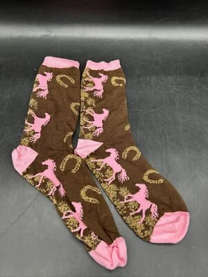 Calcetines para pies desnudos calcetines con estampado de caballo talla mediana 5-10 marrón/rosa Foto 1 de 3