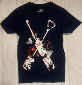 Shaun of the Dead T-shirt Med Navy Lootwear Horror Zombie Comedy Cricket Bats - Picture 1 of 7