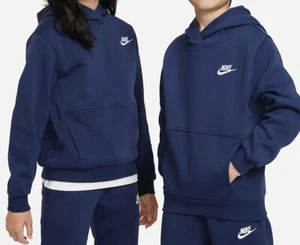Nike Hoodie Pullover Sweatshirt Size Kids Medium Navy Blue FD3000–410 New - Picture 1 of 3