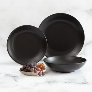 Dinnerset 12-teilig Ebenholz Steinzeug Geschirr - Bild 1 von 4