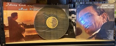 JOHNNY CASH Sings Hank Williams Black/Amber Swirl Vinyl + At Folsom Prison - Image 1 of 4