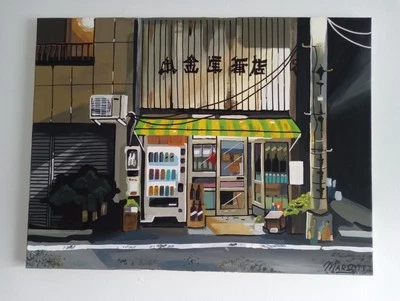 Pintura Original 'Noches de Shibuya' Obra de Arte en Lienzo de 24" X 18", Japón Vida Nocturna Foto 1 de 4
