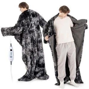 Wearable Heated Blanket with Foot Pockets & Sleeves 50" x 70"+18" - Faux Fur ... - Bild 1 von 7