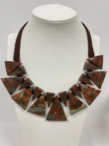 Brown/Gray Copper Triangle Necklace - Picture 1 of 5