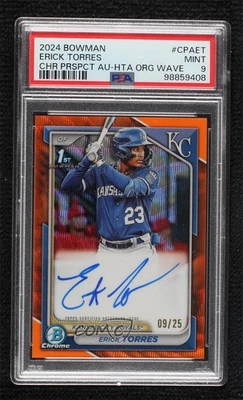 2024 Bowman HTA Orange Wave Refractor /25 Erick Torres #CPA-ET PSA 9 MINT Auto - Image 1 of 2