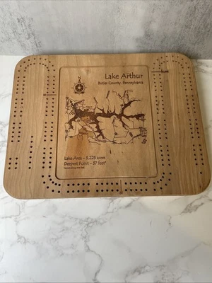 Great Lake Art Brand: Lake Arthur Cribbage Board Solid Wood Art piece - Image 1 of 4