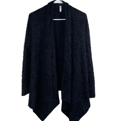 Cárdigan Xhilaration para mujer talla pequeña manga larga frente abierto negro imitación piel Foto 1 de 4