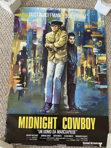 Póster vintage Midnight Cowboy, edición italiana, Dustin Hoffman, Jon Voight - Imagen 1 de 5