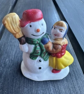 Lemax Snow Christmas Village Victorian Little Girl and Snowman Figurine 1996 - Picture 1 of 6