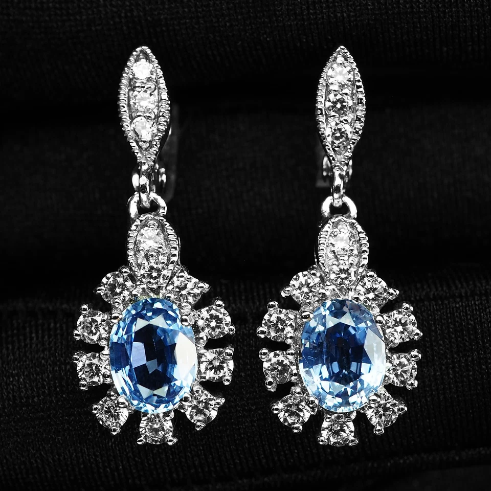 Orecchini in argento sterling 925 oro bianco fiordaliso incontaminato... - Immagine 1 di 4