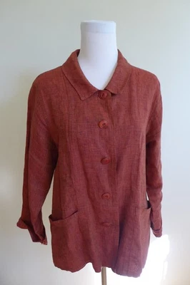 Woman's brick red Flax shirt jacket by Jeanne Englehart in size S - Image 1 of 4
