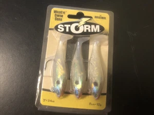 Storm Wildeye Swim Shad 3pack 3" 1/4oz Tough Pearl Color - Picture 1 of 3