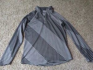 Nike Dri-fit Youth XL  Athletic 1/4 Zip Top Black  Gray Stripes Running - Picture 1 of 5