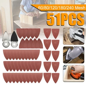 50Pcs Triangle Sanding Pads Sandpaper w/ Finger Disc For Oscillating Multi Tool - Picture 1 of 8