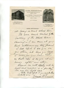 Vintage Illustrated Letterhead HOTEL WESTMINSTER NY NYC 1900s photo images - Picture 1 of 1