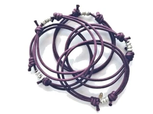 Braccialetto Argento 925 sweetie pepite cotone cerato colorato prugna - Foto 1 di 2