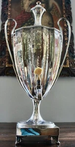 Victorian Silver Plate Double Hot Water Urn Armorial Dragon - Picture 1 of 11