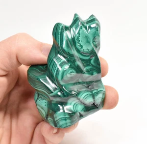 2.75" POLISHED MALACHITE FLAME Carving Self Standing Congo B223 - Picture 1 of 8